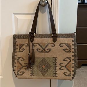Southwest style zippered tote bag